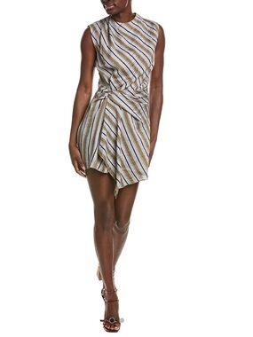 A.L.C. Dion Striped Sleeveless Tie-Waist Linen Mini Dress in Hazel Stripe 12